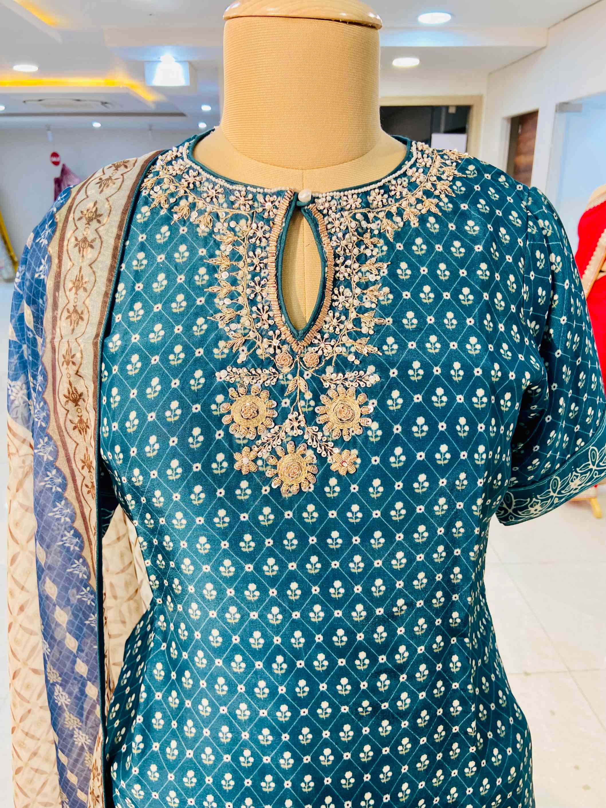 Digital Printed Pure silk Sharara Set - Daabu Jaipur