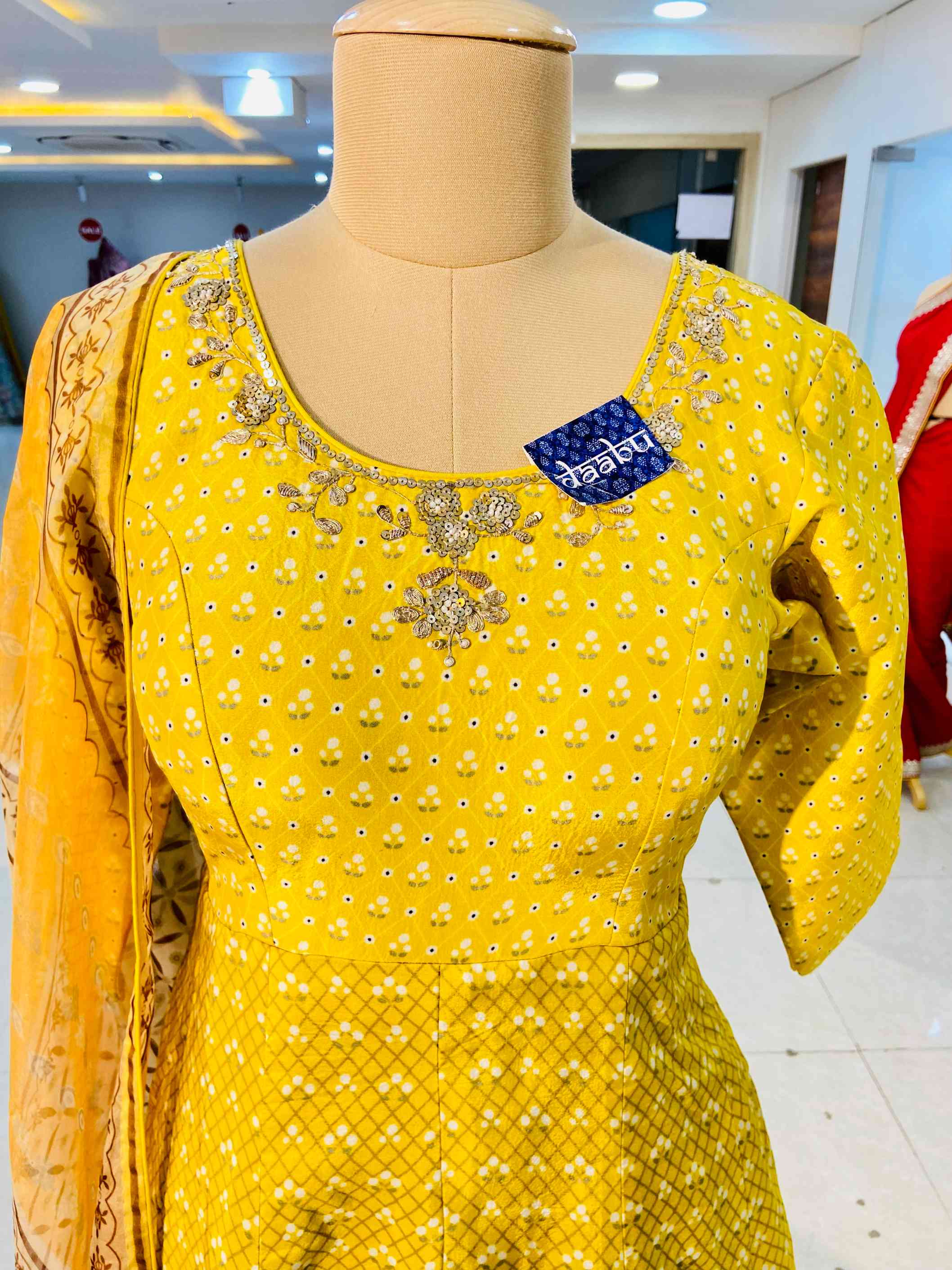Digital Print Pure Silk Gown - Daabu Jaipur