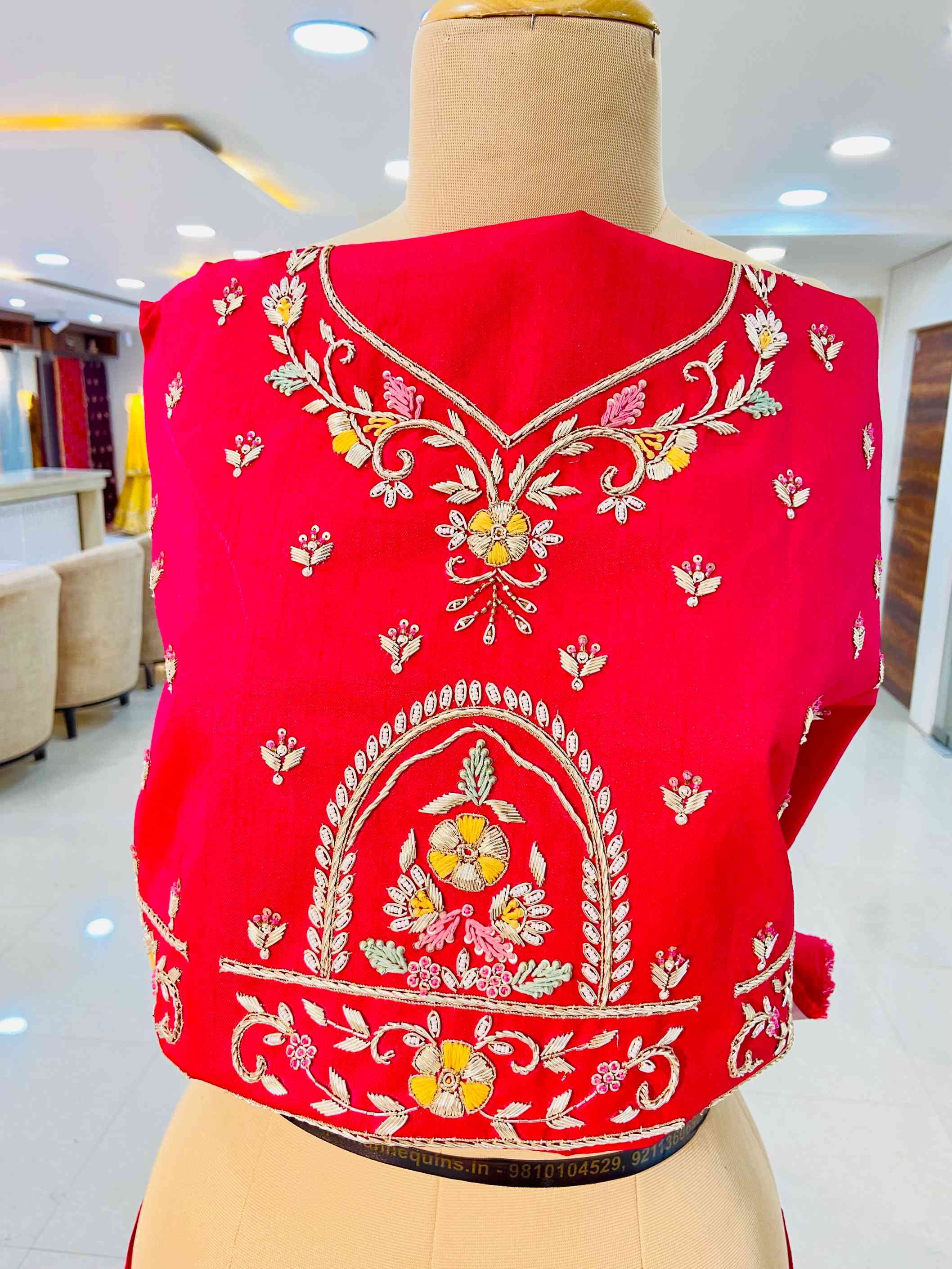 Pure Silk Zardozi Work Bridal Lehenga - Daabu Jaipur