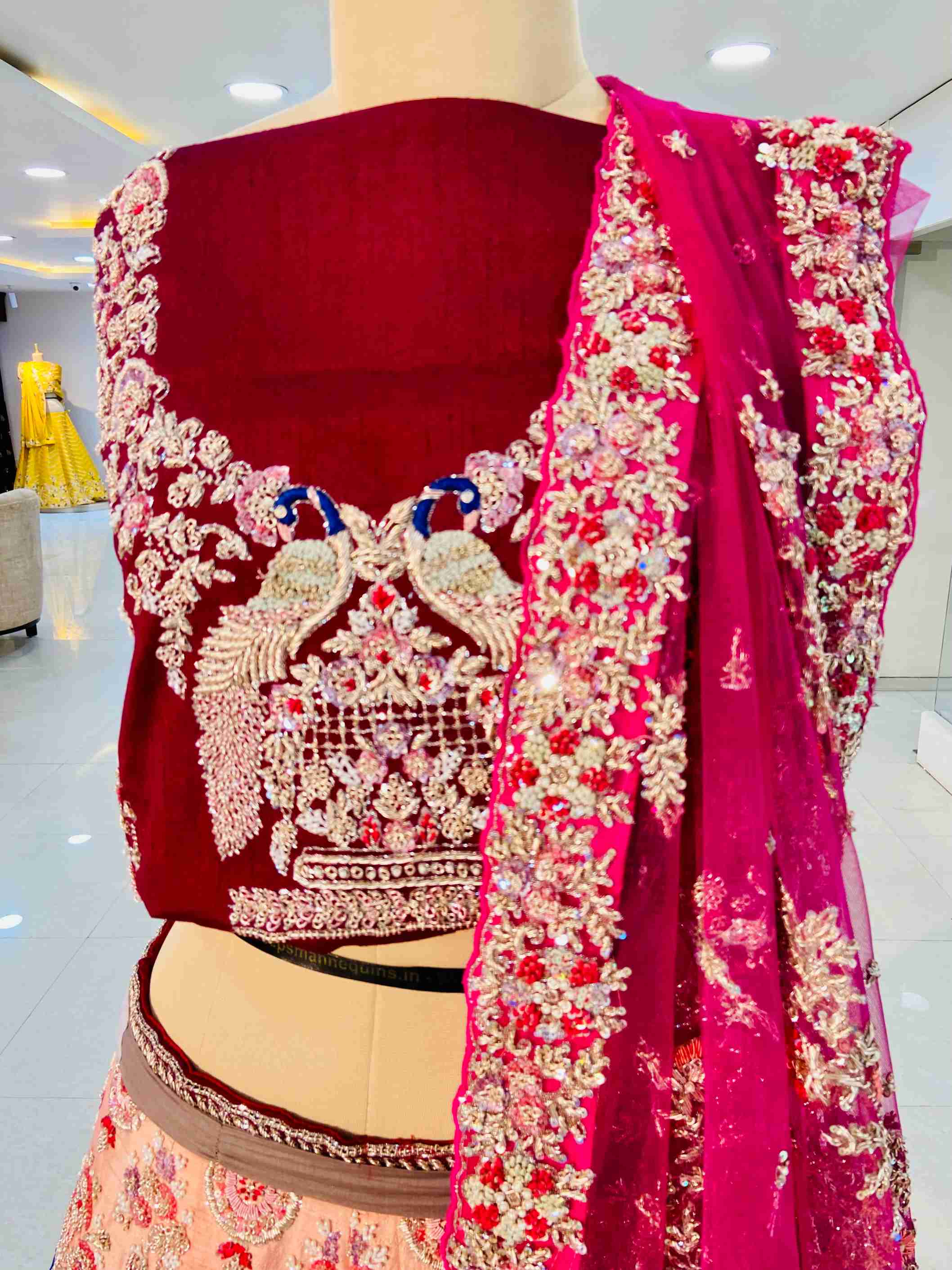 Shaded Raw Silk Zardozi Work Bridal Lehenga - Daabu Jaipur