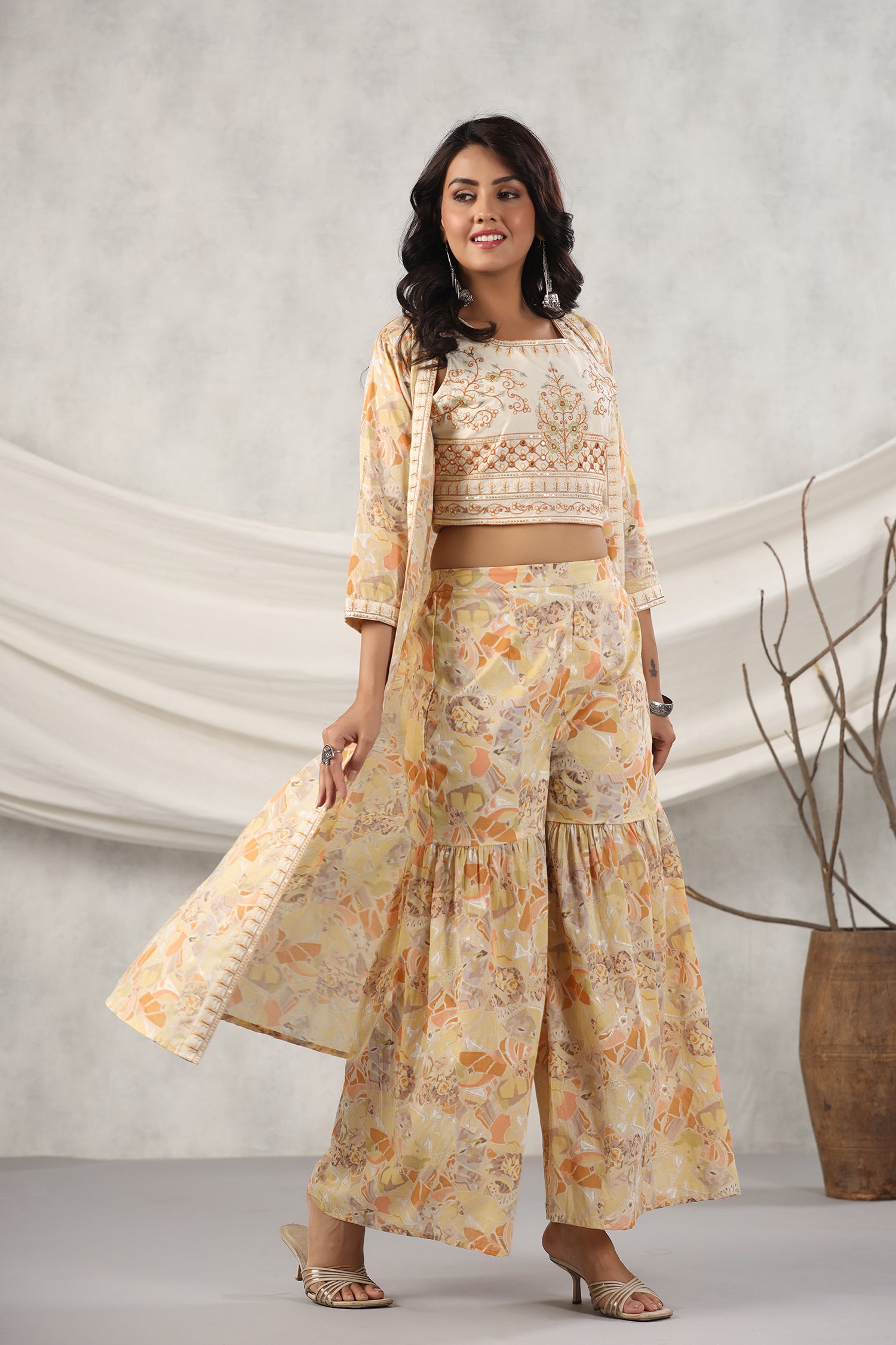 Pastel Yellow Cotton Sharara Set